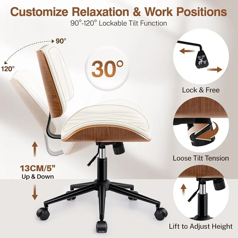 FIDOM Ergonomic Armless Office Desk Chair – Reinforced steel chassis for heavy use