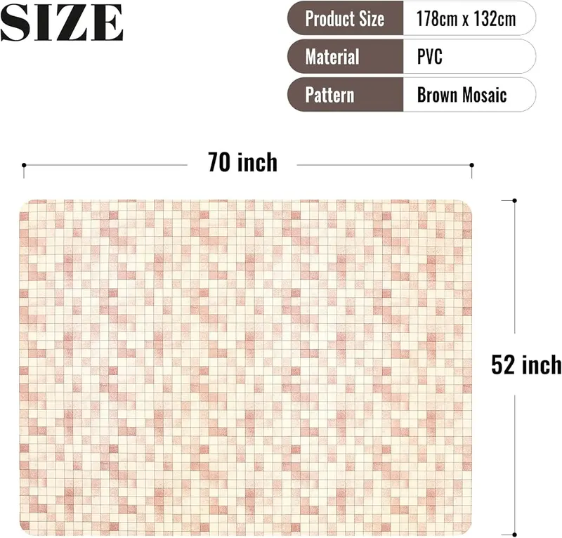 FIFTY FEET 70X52 Inch Rectangle Tablecloth – Instructions & Precautions - Please check the shape