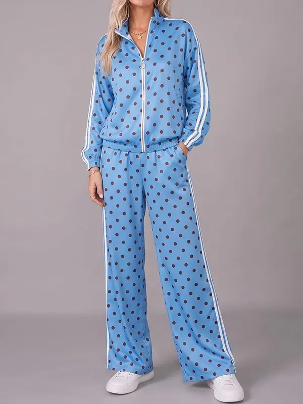 Fisoew Womens Polka Dot 2 Piece Outfits Blue – product photo 2 of 5