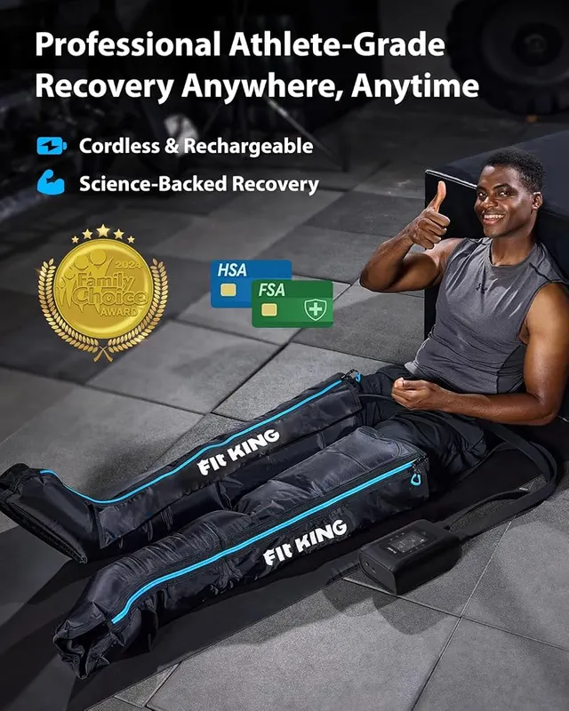 FIT KING Air Compression Leg Massager Recovery System – Cordless 2500mAh battery controller