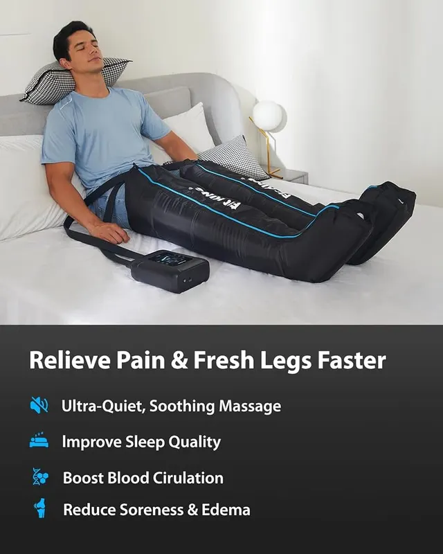 FIT KING Air Compression Leg Massager Recovery System – 12 pressure settings, 40-150 mmHg