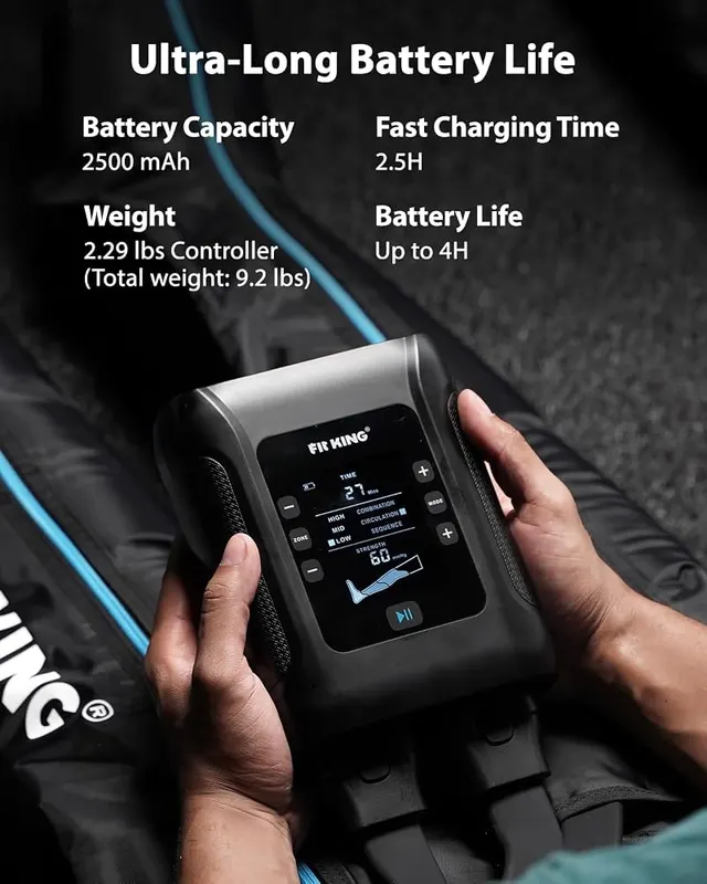 FIT KING Air Compression Leg Massager Recovery System – Four individually controlled zones