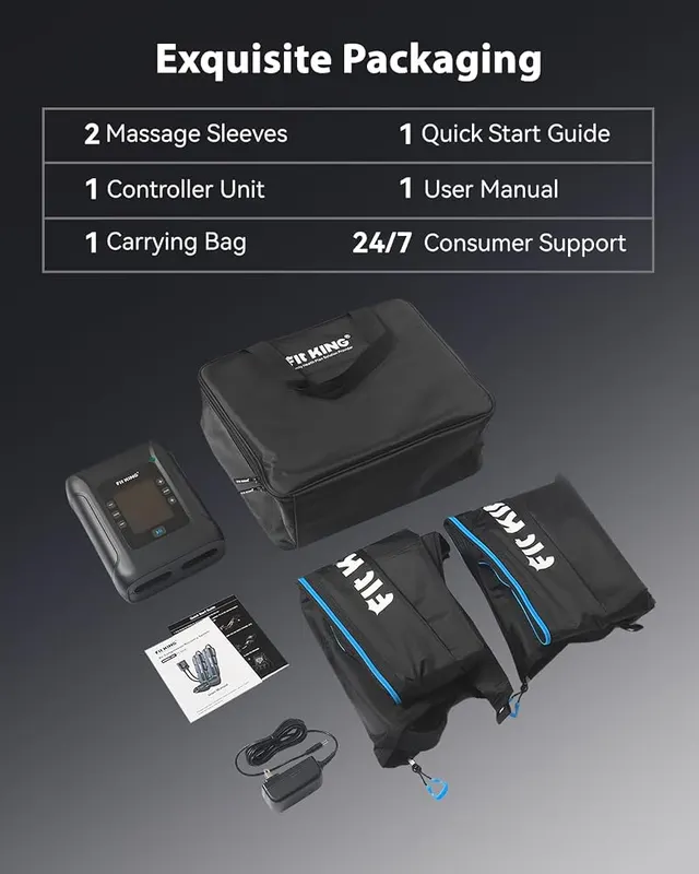 FIT KING Air Compression Leg Massager Recovery System – Pressure sensors adapt to leg size