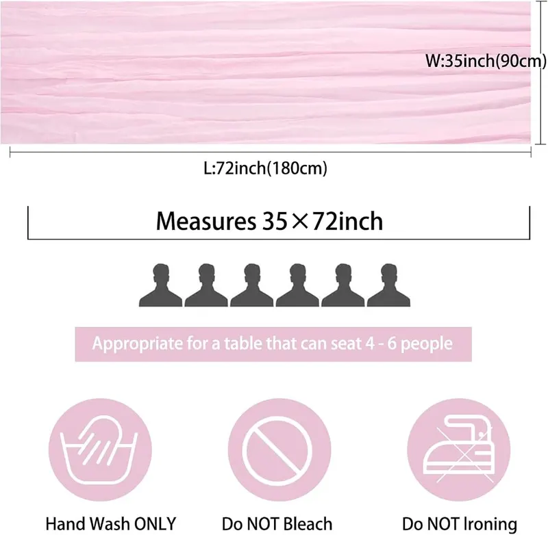 Fivenl 35×72 Inch Pink Cheesecloth Table Runner – Package Include
