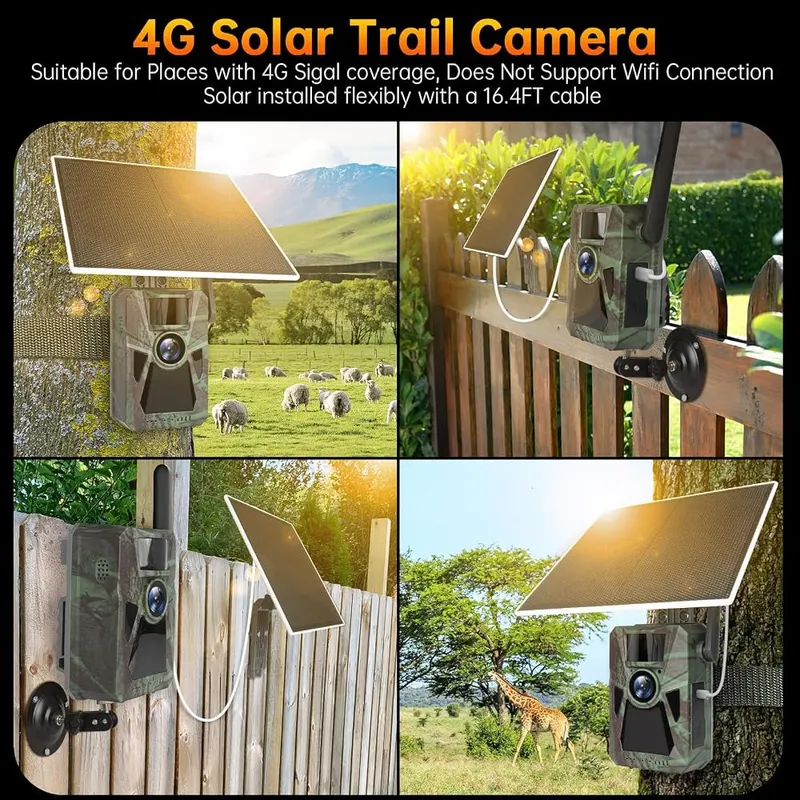 FKPCAM Solar 4G Cellular Trail Camera –4K – Built-in 7500mAh battery