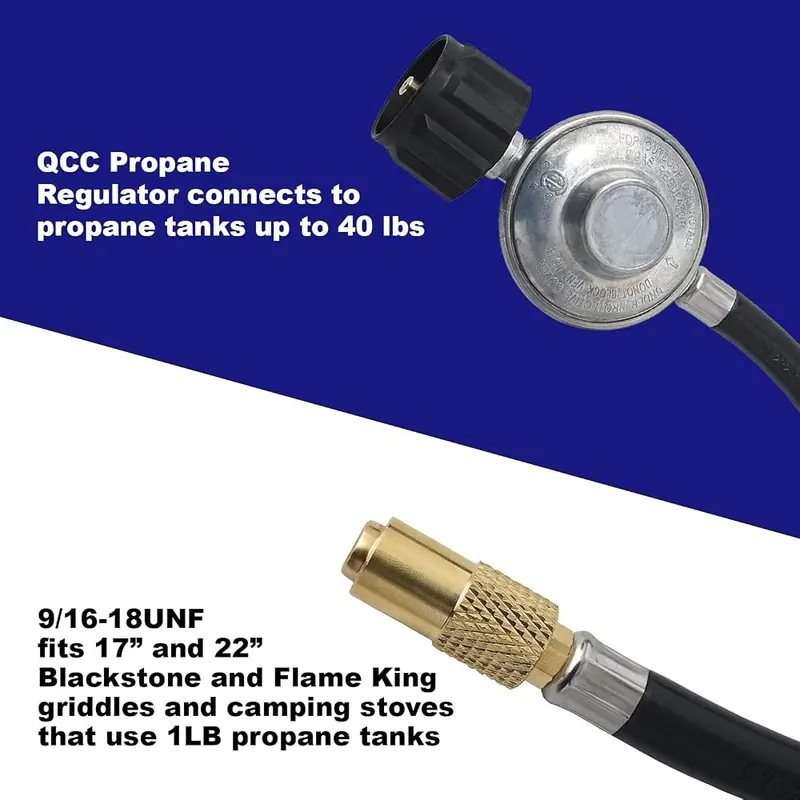 Flame King 6-FT Propane Adapter Hose & Regulator – Built in Regulator