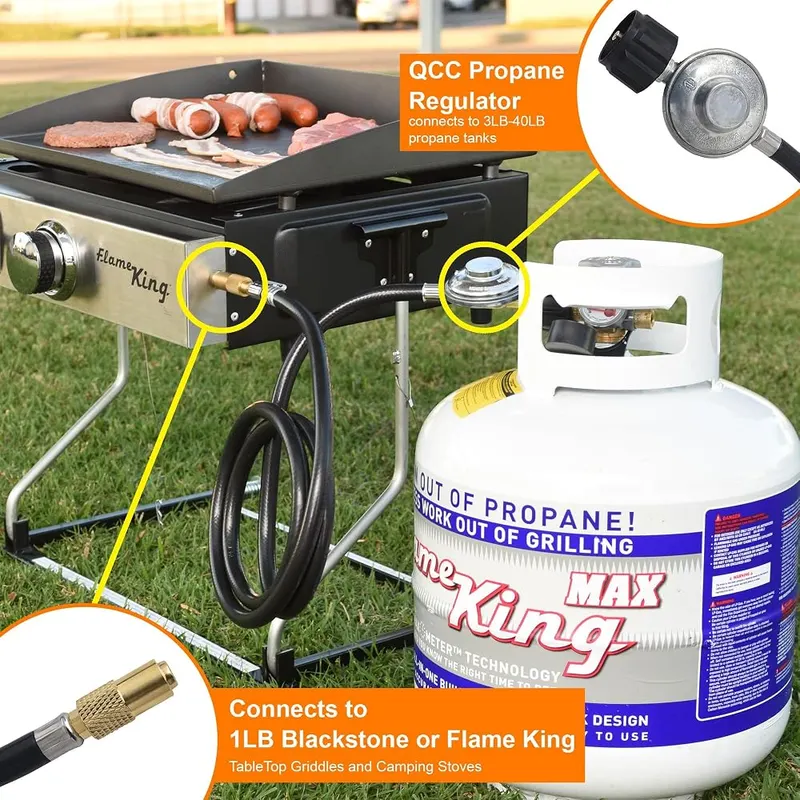 Flame King 6-FT Propane Adapter Hose & Regulator – product photo 7 of 9