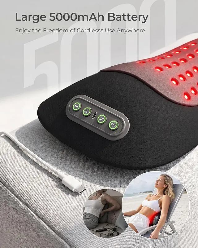 FliKEZE Upgraded 4-in-1 Back Massager – Dual wavelength red light technology