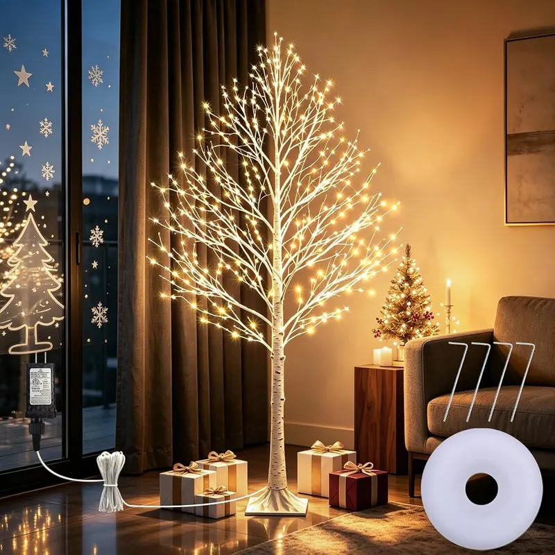 FLVOECN 7FT Lighted Birch Tree 1000 LED in Warm