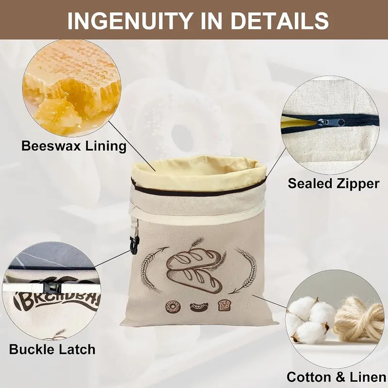 FONDFRAMORY Beeswax Bread Bags – Natural beeswax and cotton linen construction