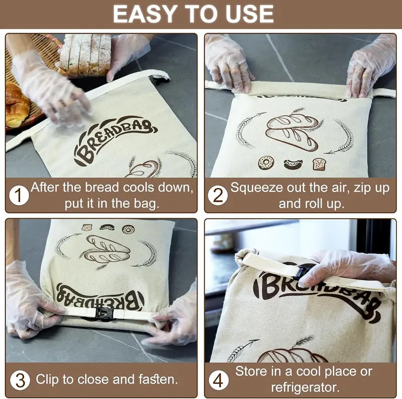 FONDFRAMORY Beeswax Bread Bags – Cute printed pattern on exterior surface