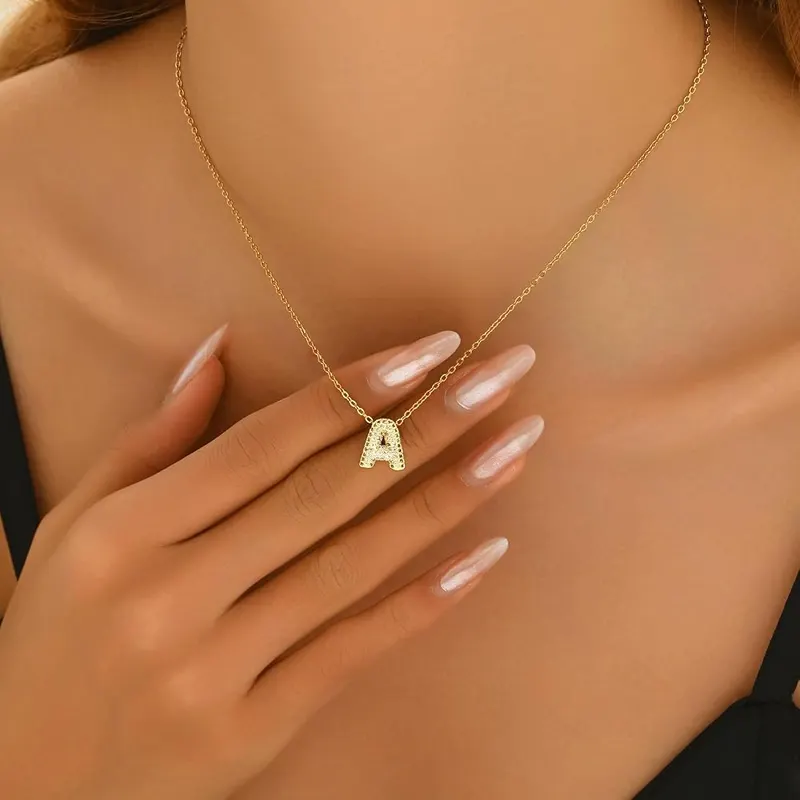 foyjoey Gold Tiny Initial Necklace – Durable & Non-Tarnish