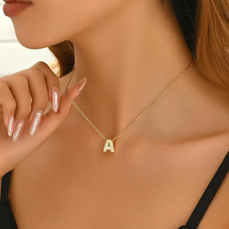 foyjoey Gold Tiny Initial Necklace – Adjustable Length