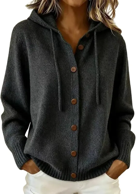 Franterd Hooded Cardigan in Black