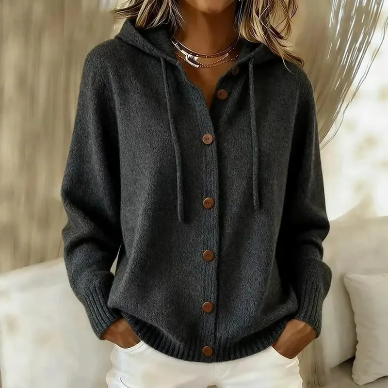 Franterd Hooded Cardigan – Soft lightweight polyester knit fabric