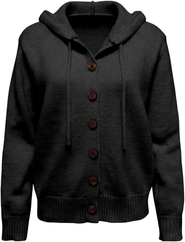 Franterd Hooded Cardigan – Functional front button closure