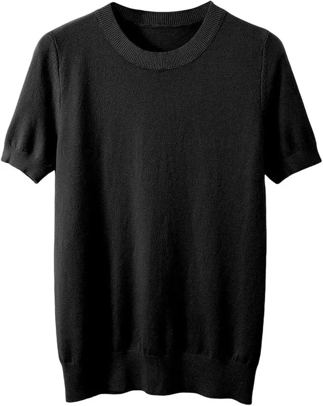 Franterd Short Sleeve Sweater – Classic crewneck with stretchy ribbed cuffs