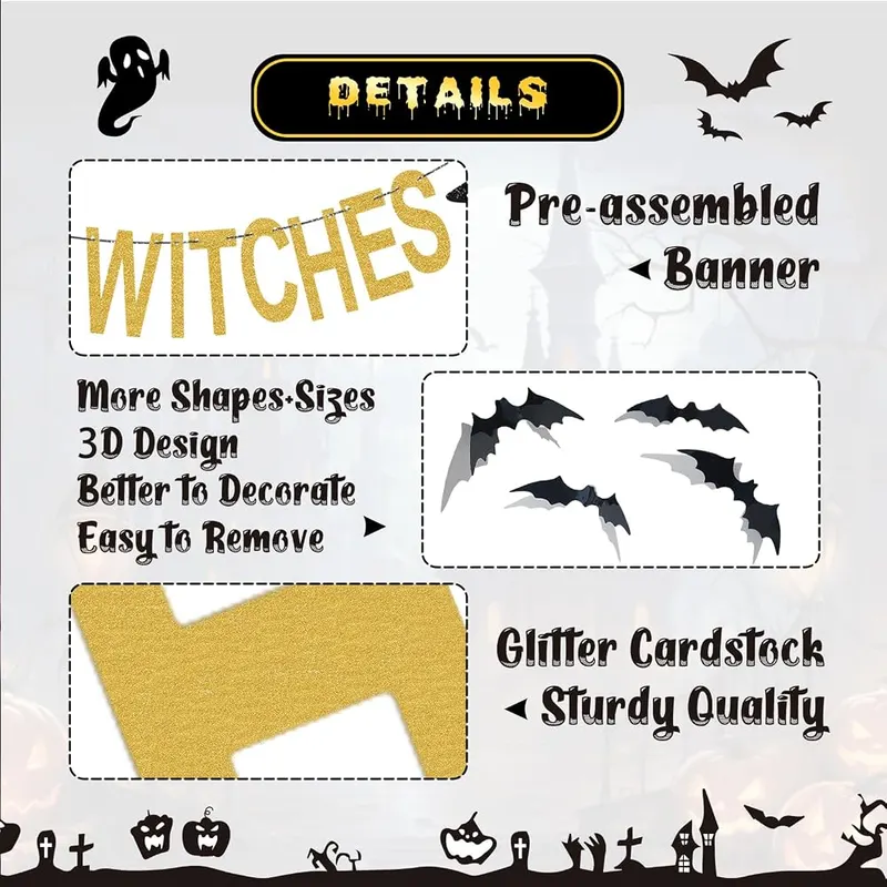 Fufuddz Halloween Decorations Indoor – Waterproof PVC bat wall stickers