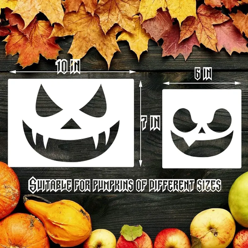 Fun Gift 21 Pcs Reusable Plastic Halloween Stencils – Pumpkin, bat and scarecrow shapes