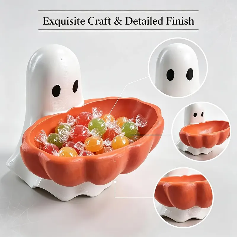 FURUBETA Halloween Ghost Candy Bowl Dish – Ideal Size for Countertop Display