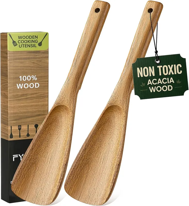 Fyctio 2 Pack Wooden Spatula Spoon