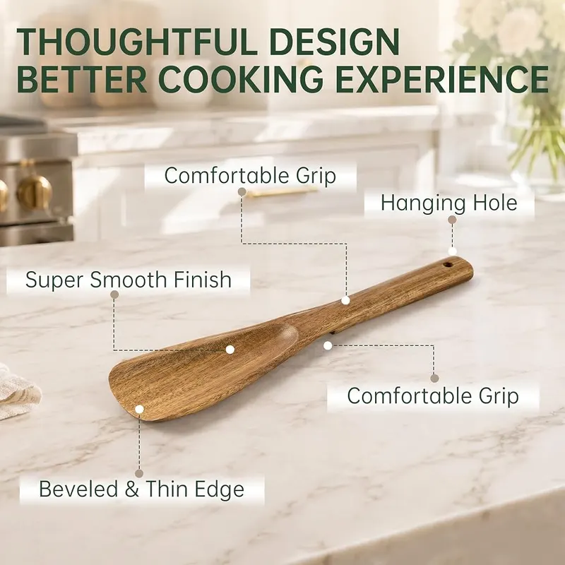 Fyctio 2 Pack Wooden Spatula Spoon – Gentle on nonstick and cast iron