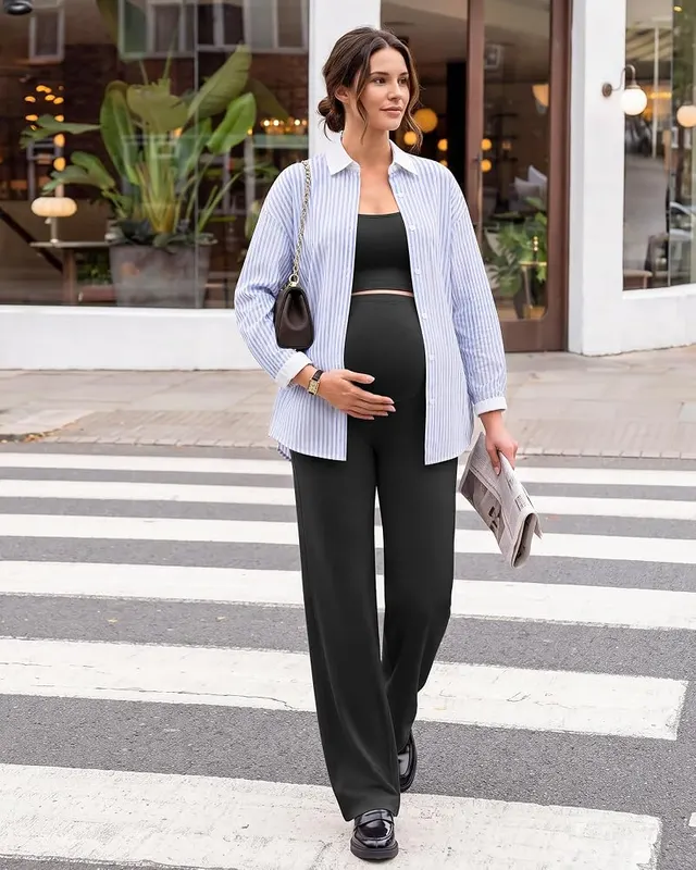 G4Free Maternity Pants Black – Full belly maternity panel