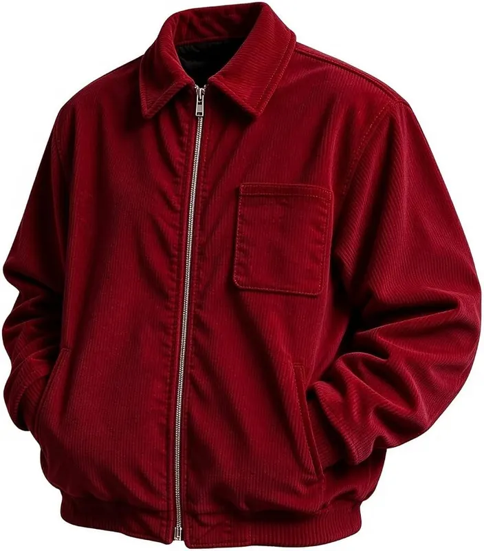 Gaexia Mens Corduroy Bomber Jacket – Convenient front zipper closure