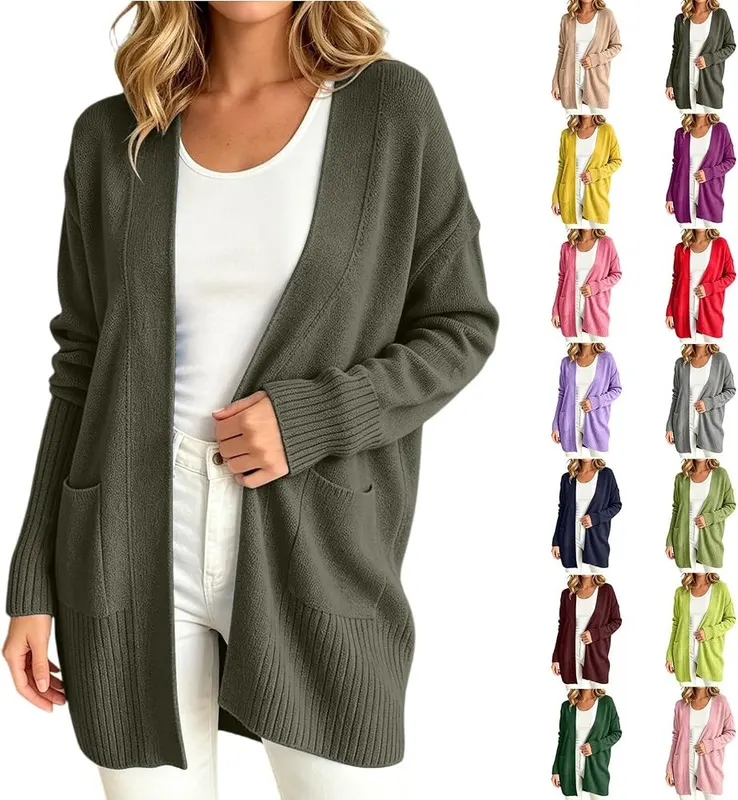 Gaexia Oversized Cardigan Sweaters in A01 Army Green