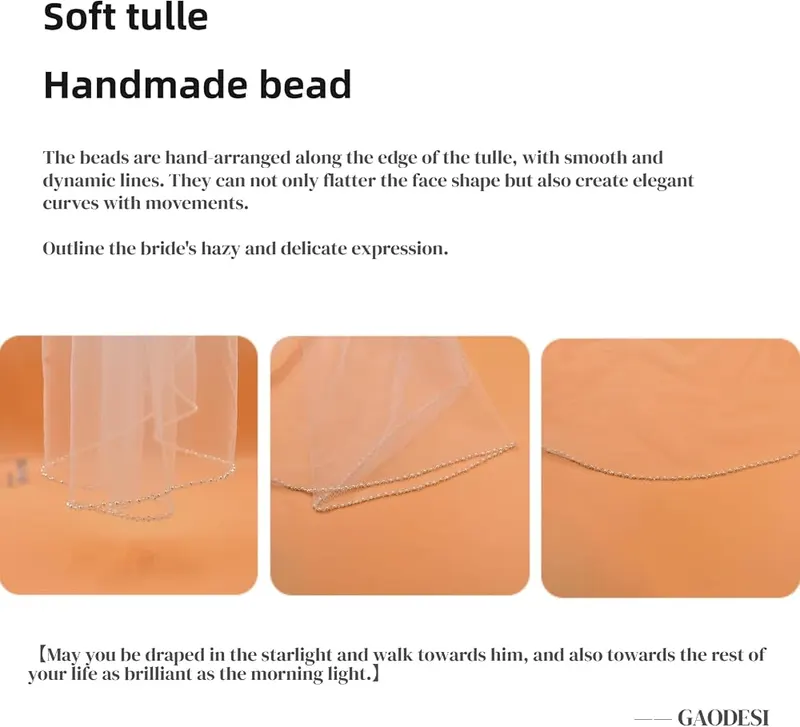 GAODESI 1 Tier Wedding Veil Pearl – Size