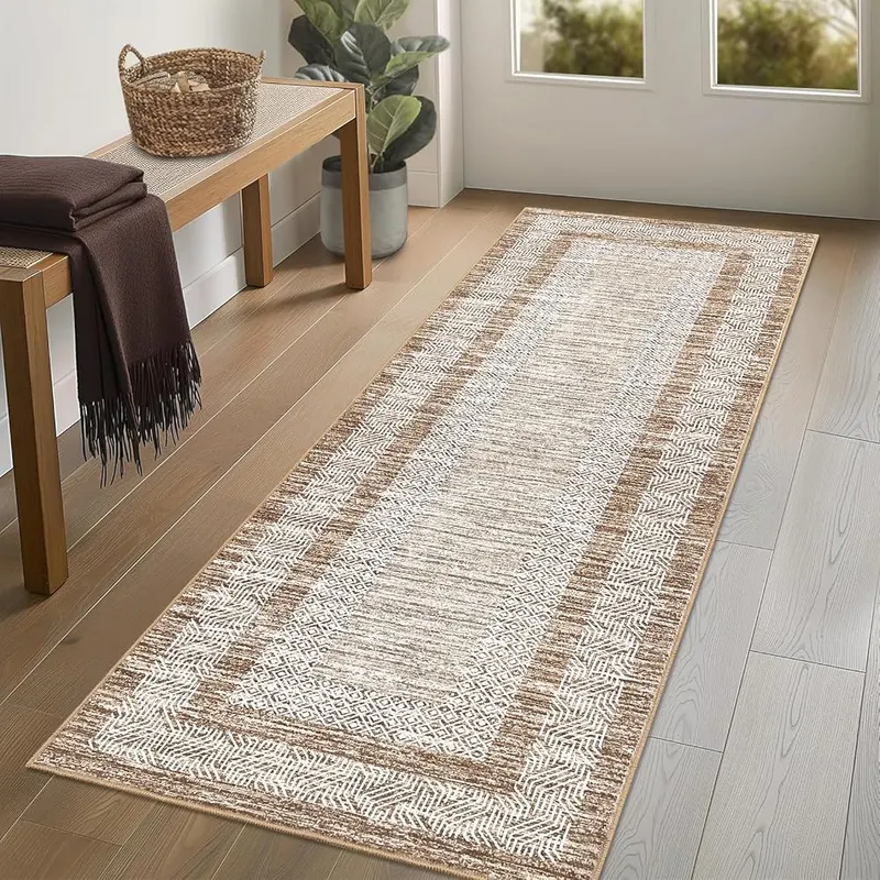 GarveeHome 2×6 Modern Bordered Runner Rug Non