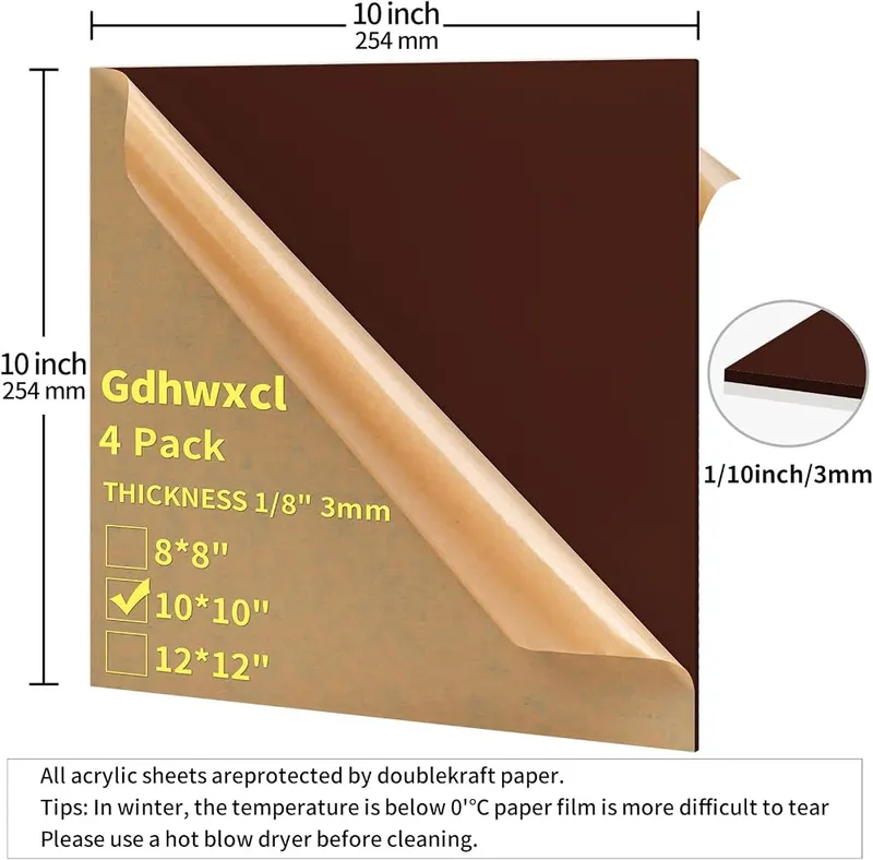 Gdhwxcl 1/8 Thick 10 x 10 inch Brown – product photo 5 of 7