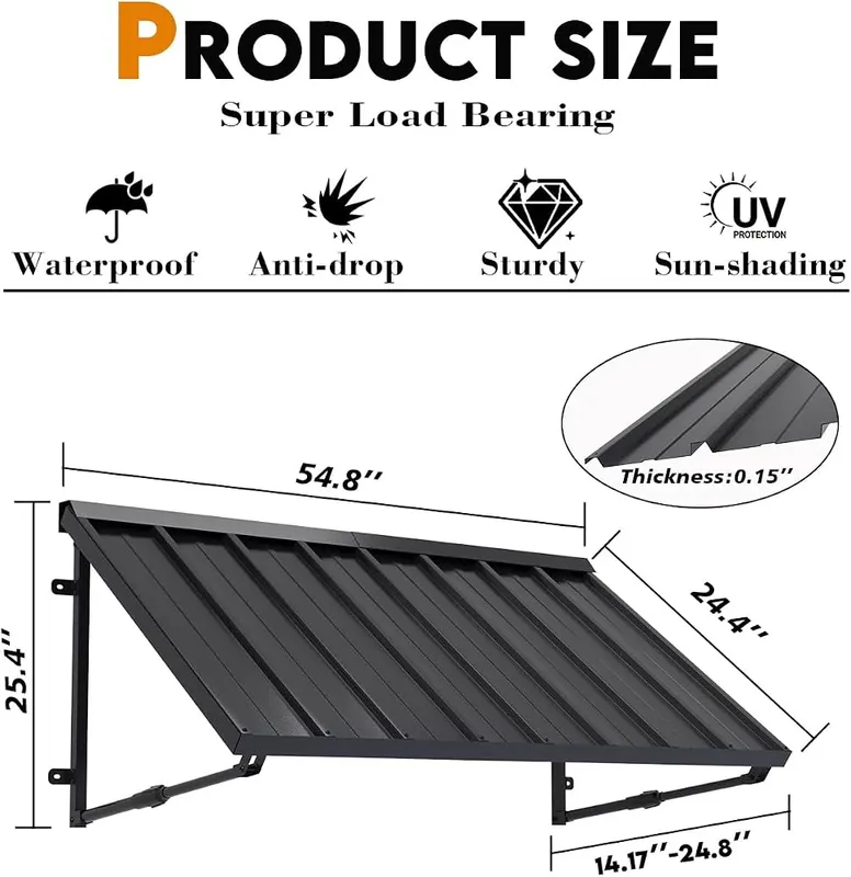 GDPFN 54×24 Inch Metal Awning – Multi-Purpose Application】Perfect as a door awning, window