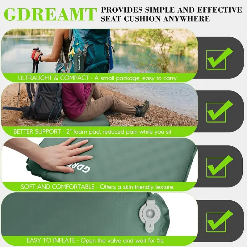 GDREAMT Inflatable Seat Cushion – Single pack in green