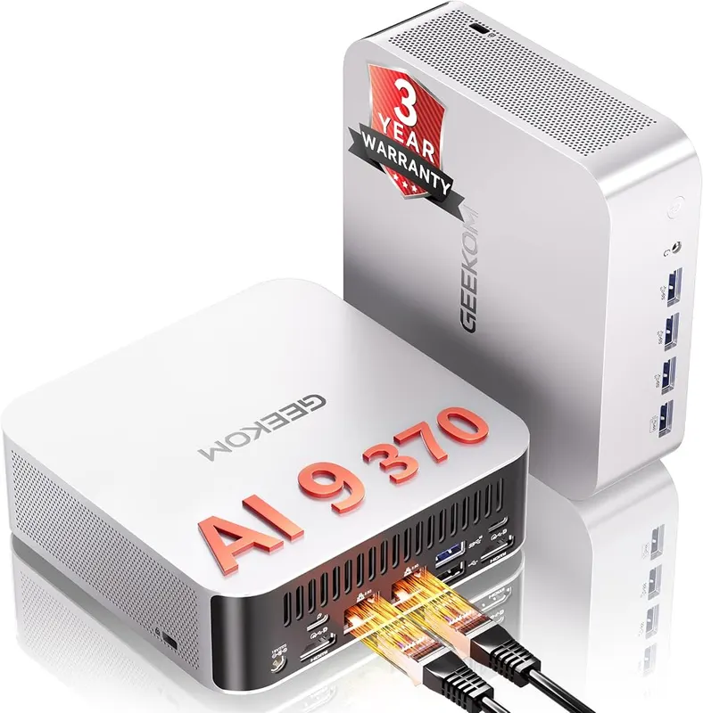 GEEKOM A9 Max AI Boost Mini PC in Silver White