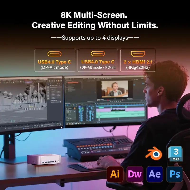 GEEKOM A9 Max AI Boost Mini PC – Dual USB4 and dual HDMI 2.1