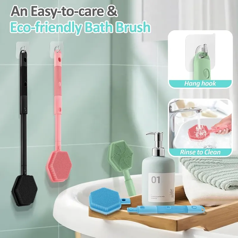 GEENOA Silicone Back Scrubber 3-Length – Easy-to-care & Eco-friendly
