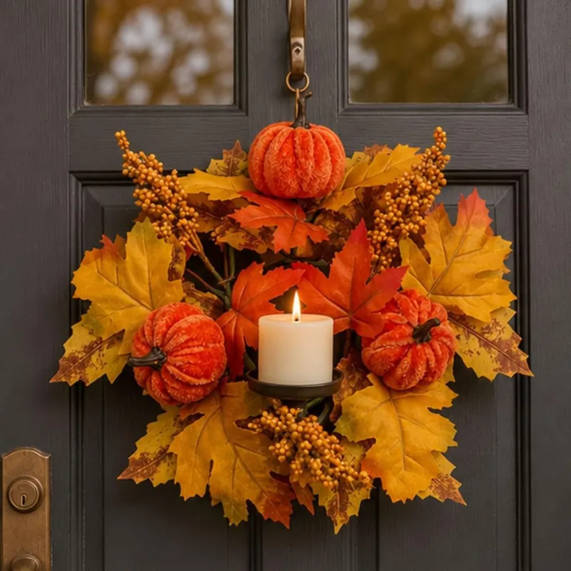 Generic 11 Inch Small Pumpkins & Maple – Durable Construction with Realistic Natural Textures