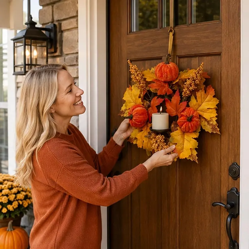 Generic 11 Inch Small Pumpkins & Maple – Easy to Hang and Adaptable to Various Spaces