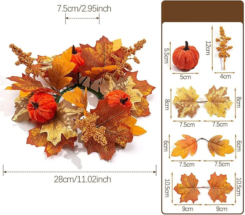 Generic 11 Inch Small Pumpkins & Maple – Perfect for Fall Front Doors, Farmhouse Interiors