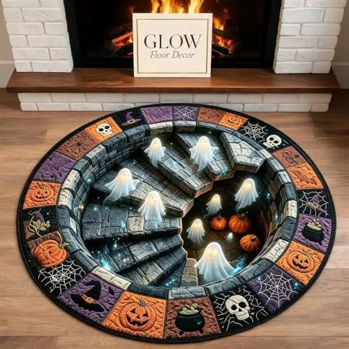 Generic 16 Inch Round Halloween Mat – Spooky entryway accent rug