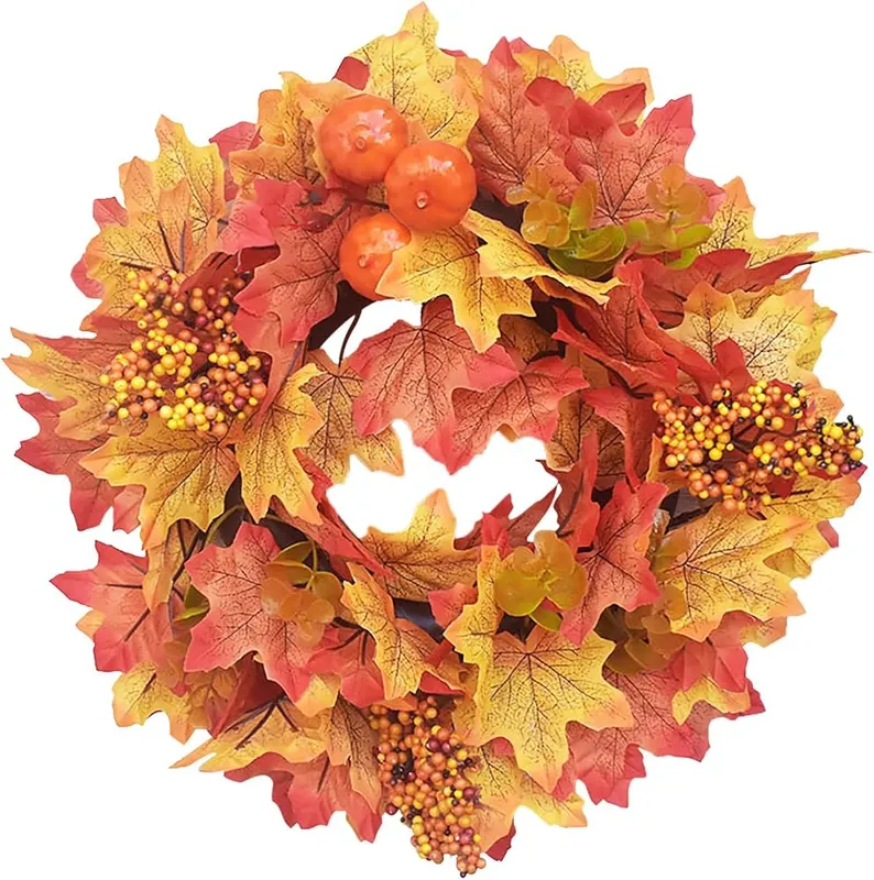 Generic 16 Inch Small Orange Pumpkins Maple in Yellow