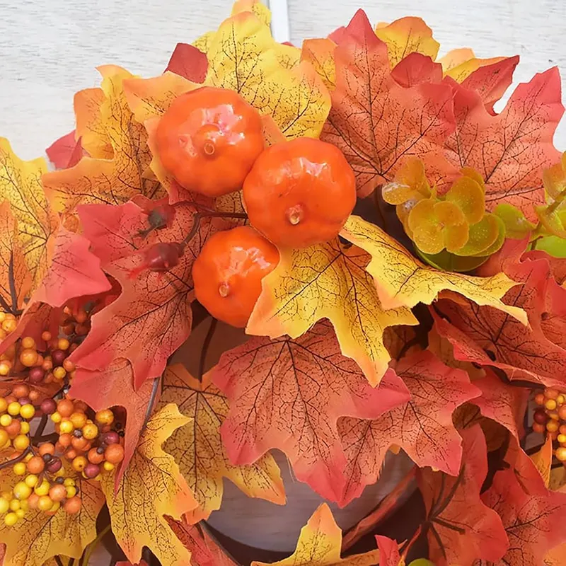 Generic 16 Inch Small Orange Pumpkins Maple – Sixteen inch diameter for front doors