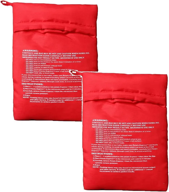 Generic 2 Pack Microwave Potato Baking Bag in Red