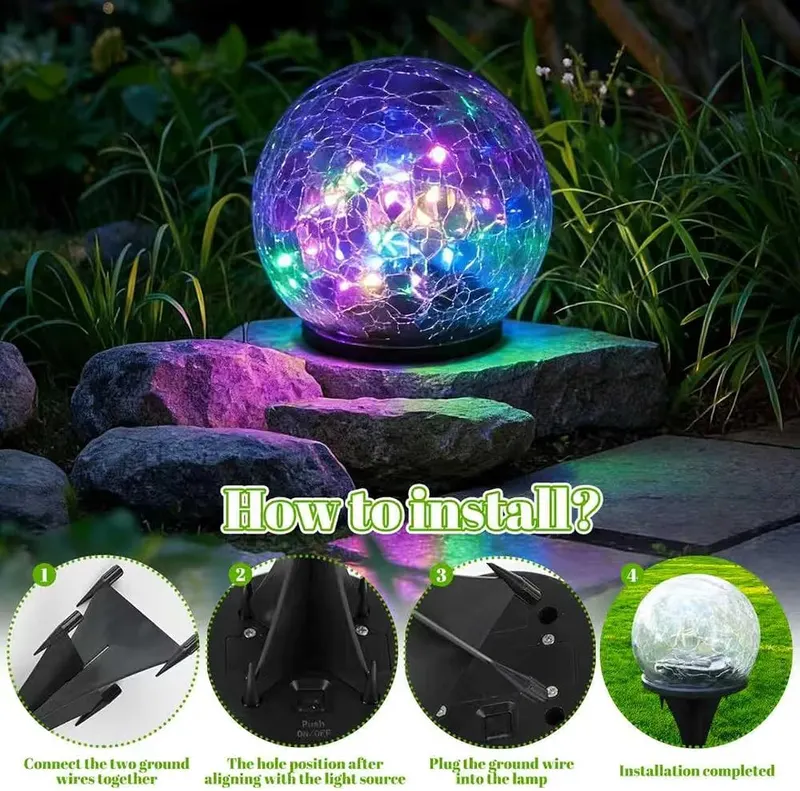 Generic 2 Pack Solar Path Lights Outdoor 4-Color – Solar-Powered & Light Control Function