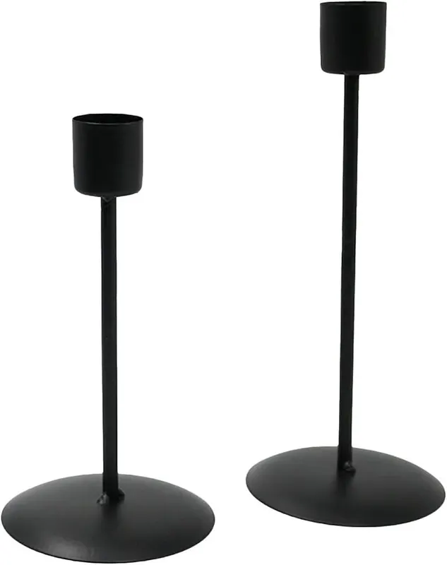 Generic 2 Pack Vintage Pillar Candle Holder in Black