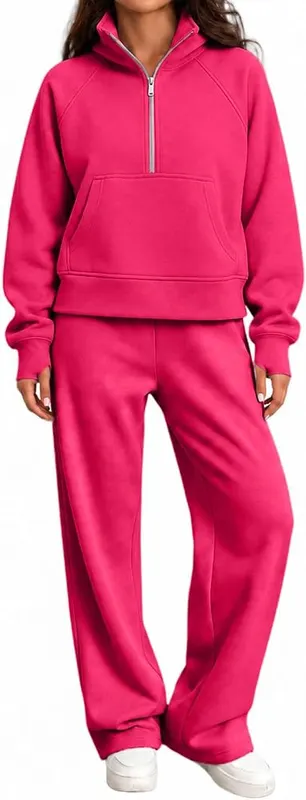 Generic 2 Piece Sets A004hot Pink – Soft brushed fleece interior