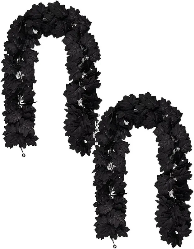 Generic 2Pack 5.9FT Artificial Autumn Halloween Garland in Black