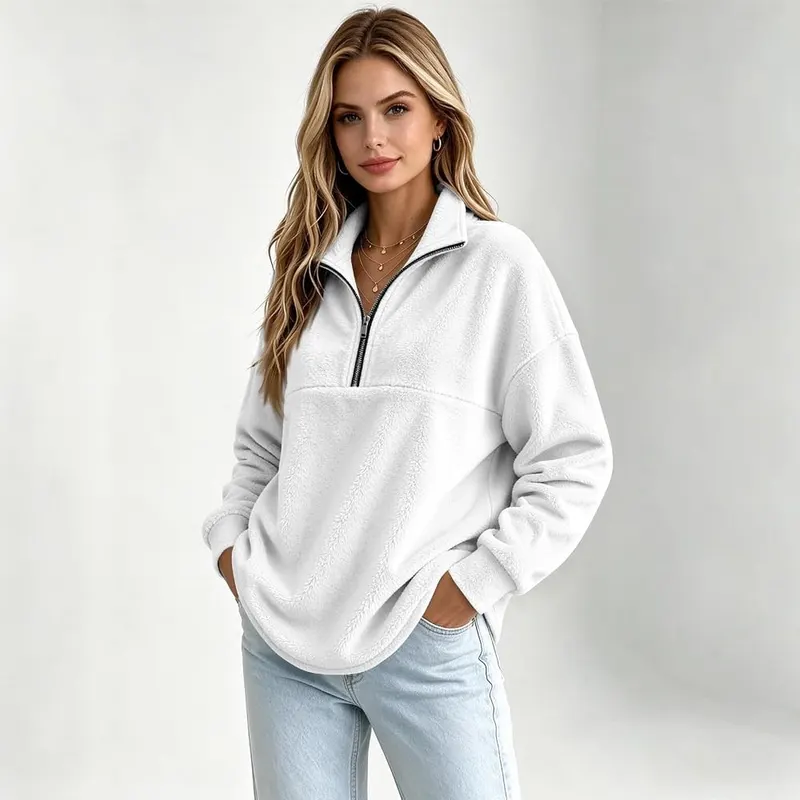 Generic 3/4 Zip Pullover Womens Comfort Flannel – Match