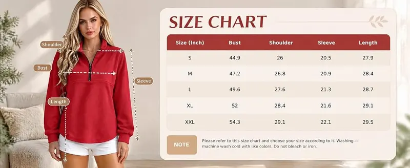 Generic 3/4 Zip Pullover Womens Comfort Flannel – product photo 8 of 8
